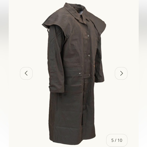 Low Rider Brown Duster Duck Cloth Oil Skin Waxed Cotton Trench Coat - Picture 3 of 16